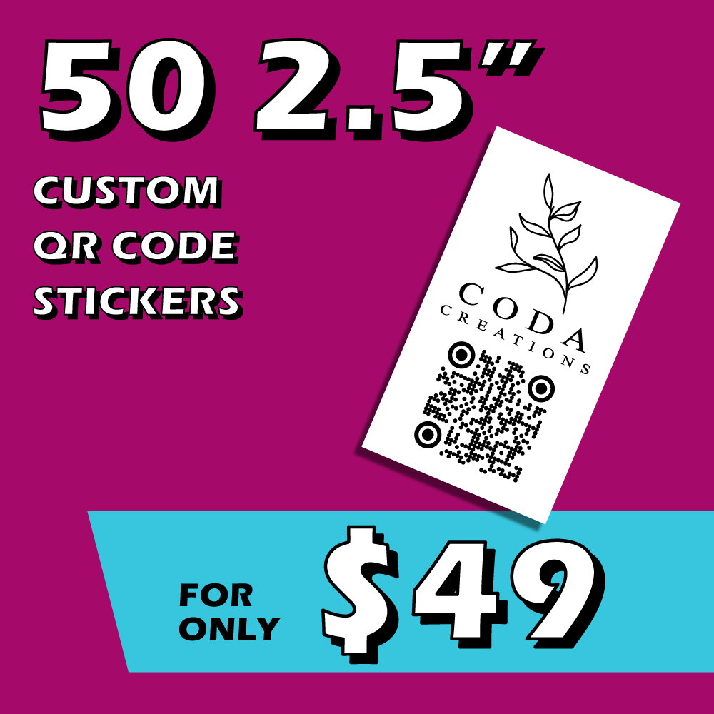 50 2.5" QR Code Custom Stickers Stickerine.com