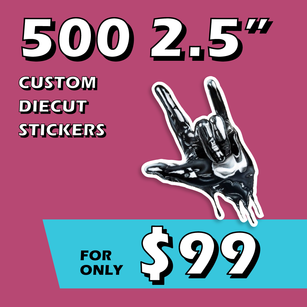 500 2.5" Diecut Custom Stickers Stickerine.com