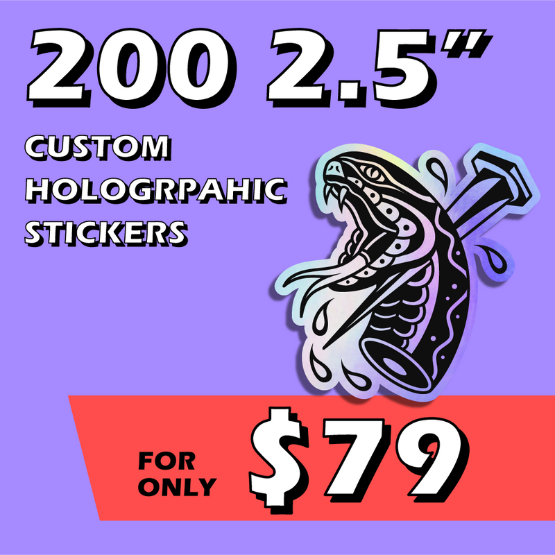 200 2.5" Holographic Custom Stickers