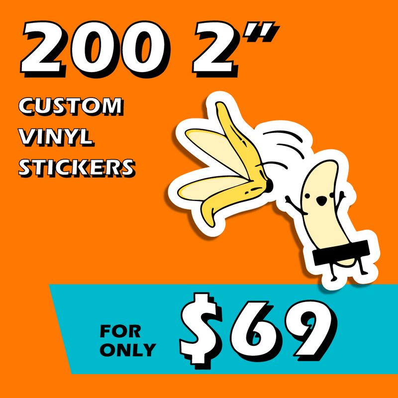 200 2" Diecut Custom Stickers
