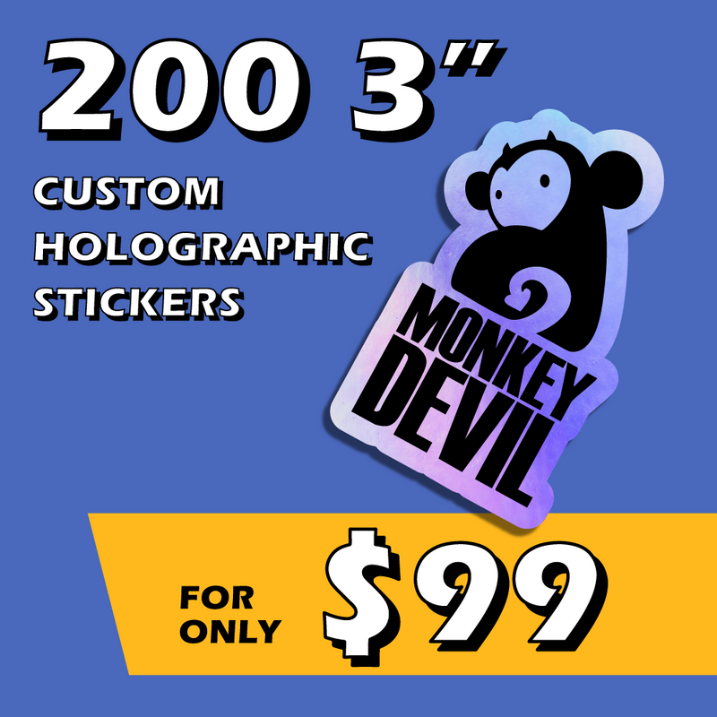 200 3" Holographic Custom Stickers