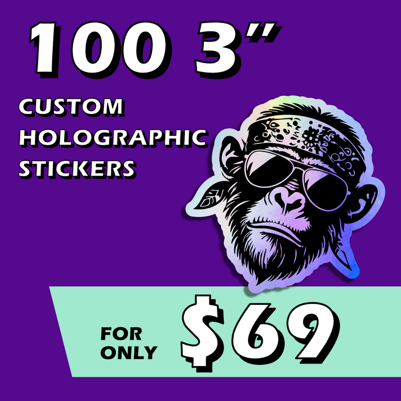 100 3" Holographic Custom Stickers