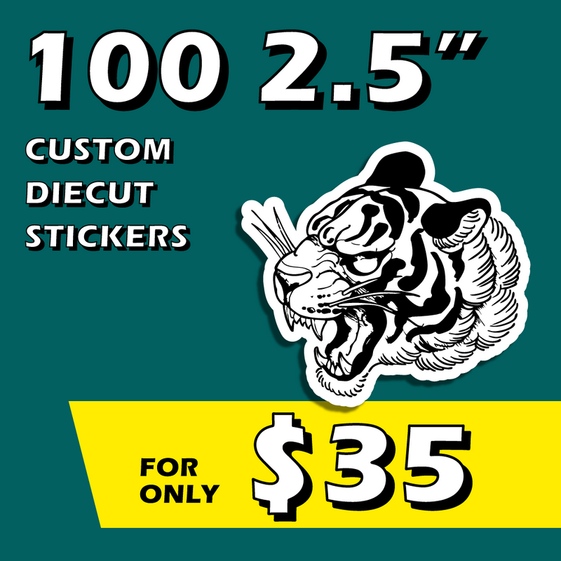 100 2.5" Diecut Custom Stickers
